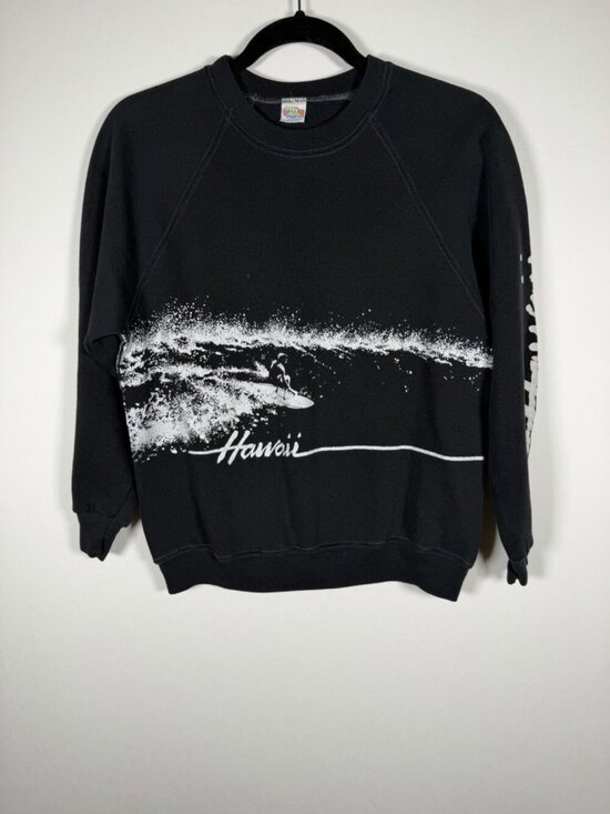 crazy shirts Other - Vintage 70s 80s Crazy Shirts black retro wrap-around surf Hawaii sweatshirt M